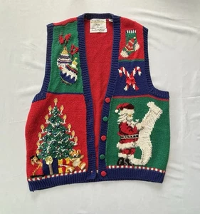 Vintage Marisa Christina Women’s Christmas Hand-Knit Sweater Vest Petite Large - Picture 1 of 11