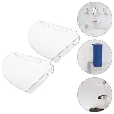  2 pezzi trasparente appeso a parete appeso scaffale galleggiante angolare per - Immagine 1 di 4