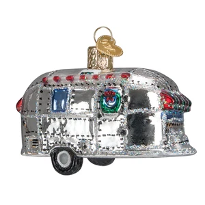 Rimorchio da viaggio campeggio vintage vetro soffiato albero ornamento del vecchio mondo Natale - Foto 1 di 4