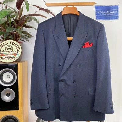 Gieves & Hawkes (46L) Double Breasted Peak Hand Made Military Blazer Jacket VGC - Bild 1 von 4