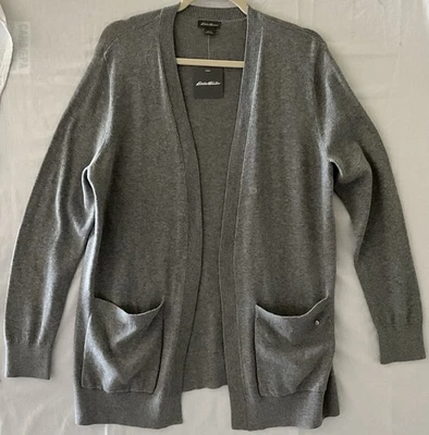 Eddie Bauer Women’s Open Front Katie Sweater Heather Gray Sz Large NWT $59 - Image 1 of 4