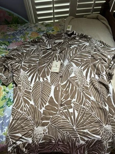 XXL Karibik Big Man Braun Tropical Leaves Shirt Bottom Down Kurzarm - Bild 1 von 1