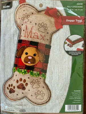 Kit Bucilla #89315E - 'Doggy Treat' - Medias de fieltro de 18""" Foto 1 de 3