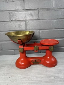 Vintage The Viking Weighing Scales Wolverhampton Cast Iron Brass No Weights Red - Picture 1 of 11