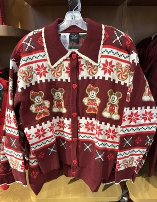 Disney Parks Mickey Minnie Mouse Gingerbread Adult Cardigan by HER Universe NWT - Image 1 of 4