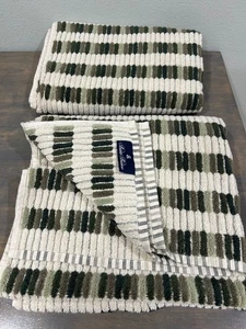 2 Brooks Brothers Premium Türkische Badetücher Fliesen Grün Ecru 100% Baumwolle - Bild 1 von 4