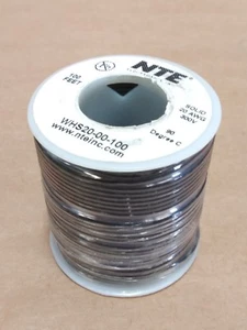 ( 100 FT Spool ) NTE WHS20-00-100 ( 20 AWG ) Solid Hook Up Wire 300V ( Black ) - Picture 1 of 4