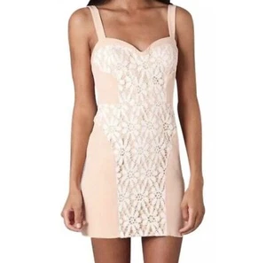 Rebecca Minkoff Dress Womens 2 Peach Silk Claudia Dress Floral Lace Bustier New - Picture 1 of 15