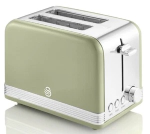 SWAN Retro Green 2 Slice Toaster ST19010GN - 2 Year Swan Guarantee - Picture 1 of 5