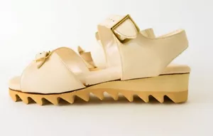 Rare Deadstock 1950s Women's Vintage Sandals Ripple Sole White Treadeasy Miracle - Picture 1 of 3