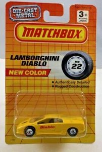 Lamborghini Diablo Matchbox MB22 Giallo Nero Interni 1992 Vintage Nuovo - Foto 1 di 9