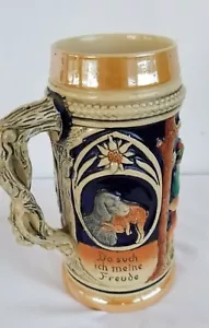 Vintage Thewalt Germany Ceramic Detailed Stein 7" Tall "Da such ich mine Freude" - Picture 1 of 4