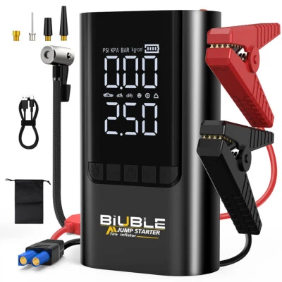 BIUBLE 6000A Car Jump Starter With Air Compressor Pack Booster 12V Power Bank