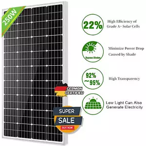 250W Solarmodul Solarpanel Mono 12V PV Solarzelle Boot Photovoltaik Solaranlage - Bild 1 von 13