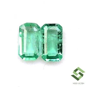 Coppia taglio ottagono smeraldo naturale certificato 5x3 mm 0,47 CTS pietre preziose sciolte - Foto 1 di 6