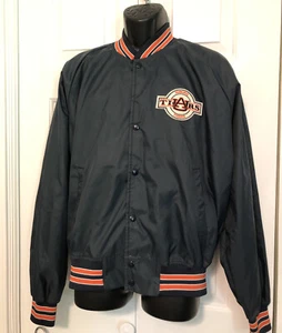 Vintage Auburn University Tigers Satin XL Jacket Embroidered chalk line Unlined - Picture 1 of 5
