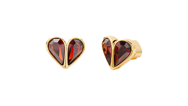 Kate Spade ROCA PIEDRA MACIZA PEQUEÑO CORAZÓN PENDIENTES COLOR ORO RUBÍ NUEVOS NUEVOS CON ETIQUETAS Foto 1 de 3