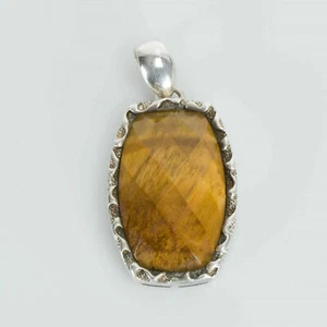 QVC Whitney Kelly Sterling Silver 925 Faceted Tigers Eye Pendant - Picture 1 of 5