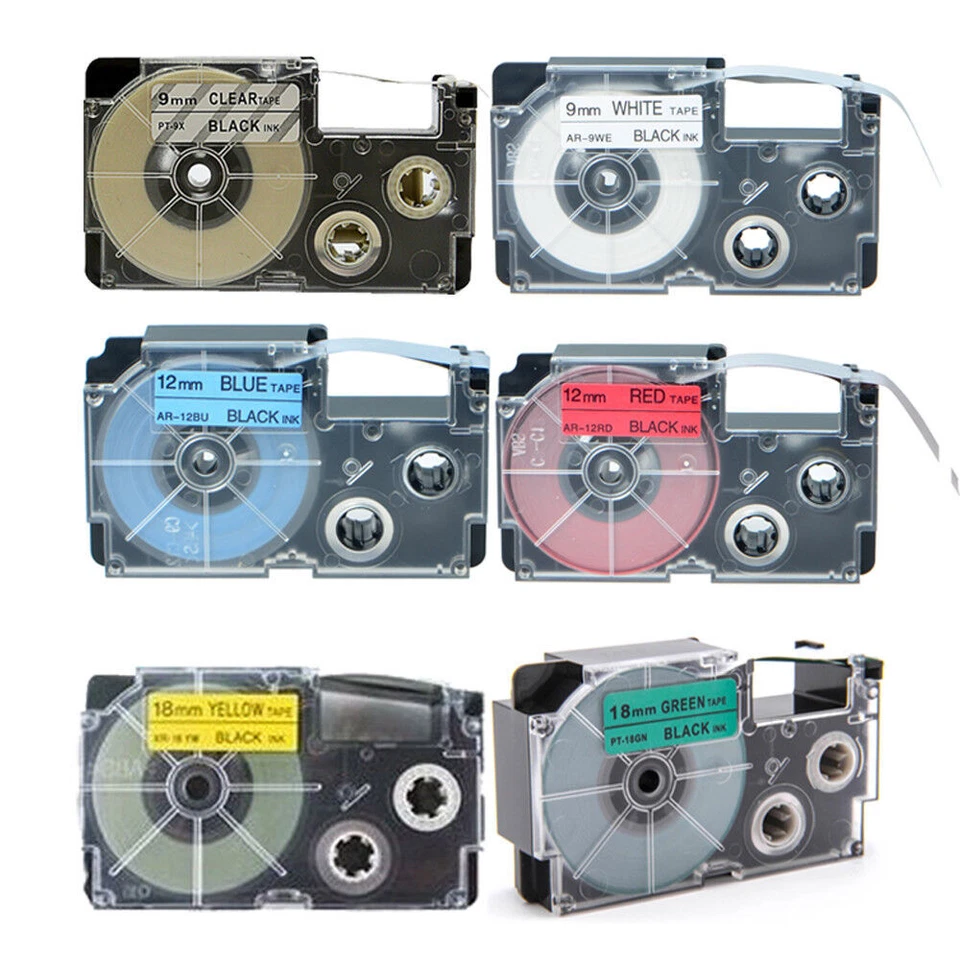 UCI Label Tape Compatible for Casio KL-7400 KL-HD1 KL-2000 XR 9mm 12mm 18mm