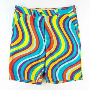 Loudmouth Golf Torrey Lines Multicolor Swirl Athletic Stretch Shorts - Picture 1 of 5