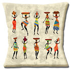 African Tribal Ladies Cushion Cover 16x16 inch 40cm Carrying Pots and Baskets