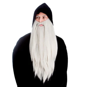 Deluxe Long Beard Grey Wizard Beard Magician Halloween Fancy Dress Adults Mens - Picture 1 of 1