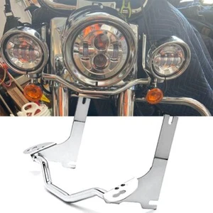 Spot Fog Passing Light Lamp Turn Signal Bracket Bar For Harley Road King 94-13 - Foto 1 di 12