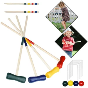Croquet Krocket Set Kinder Holz Spiel Crocket Krokett Kroket Kroquet 4 Spieler - Bild 1 von 12