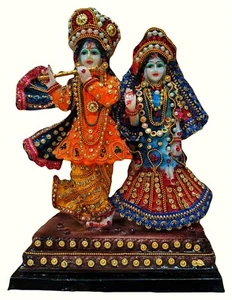 Polyresin Lord Radha Krishna Statue Multicolour, 1 Piece - Picture 1 of 4