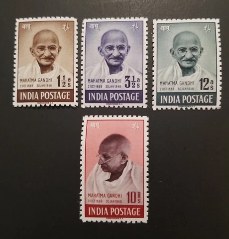 India Stamps SG 305-308 1948 Ghandi Replica Complete Set Cover