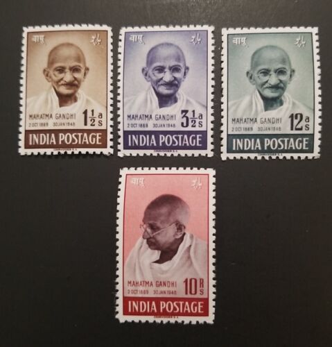 Indien Briefmarken SG 305-308 1948 Ghandi Replik Komplettset