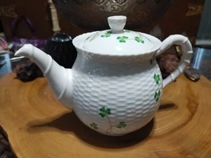 TETERA TRÉBOL TRÉBOL TEJIDO CESTA CASA NANTUCKET VINTAGE - Imagen 1 de 8