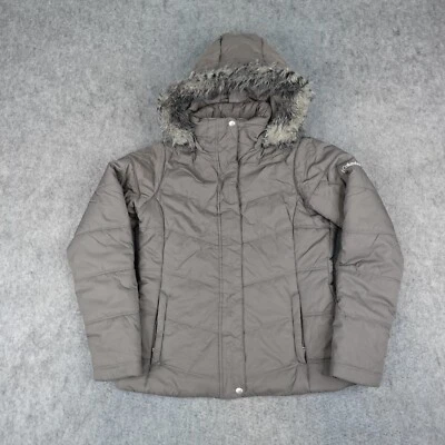 Chaqueta Columbia Mujer Pequeña Marrón Puffer Abrigo Parka Piel Sintética Simply Snowy II Foto 1 de 4