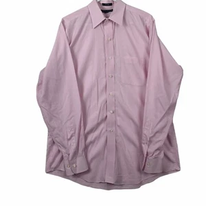 Saks Fifth Avenue Mens 16 34/35 Button Up Shirt Pink Pinstripe Long Sleeve - Picture 1 of 11
