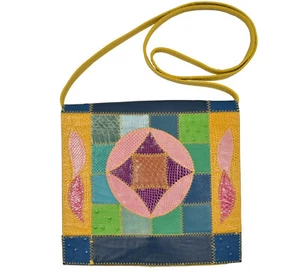 Vintage Leder Schultertasche exotisch Schlangenleder Patchwork Clutch Furst & Mooney - Bild 1 von 12
