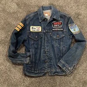 VINTAGE Levis Jacket 42 Denim Type 3 III Trucker Rancher USA With Fishing Patch - Picture 1 of 14