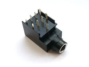 3x 6,35 mm 1/4 Zoll Klinke Buchse PCB 1/4" Stereo geschaltet, 9 Kontakte Japan - NOS - Bild 1 von 3