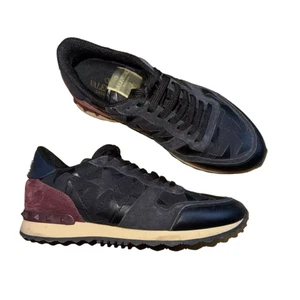 Valentino Garavani Rockrunner Sneakers Black Suede Leather Trainers Size 41 UK 7 - Picture 1 of 13