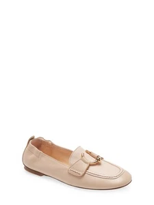 AGL Womens Beige At Heel Sheryl Round Toe Slip On Leather Loafers Shoes 40 - Picture 1 of 9