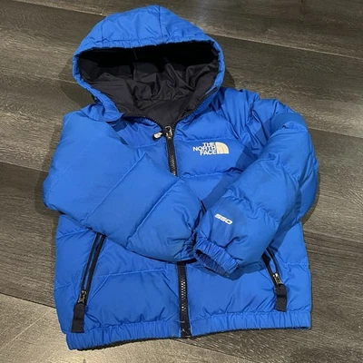 The North Face Boys Hyalite Reversible Down 550 Puffer Coat Jacket Blue XXS (5) - Image 1 of 4