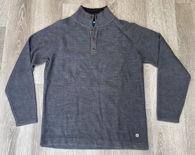 SMARTWOOL Sweater Men 100% Merino Pullover Crewneck 1/4 Button Front MEDIUM - Image 1 of 4