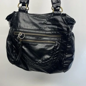 Bueno Black Leather Purse Classic Timeless Everyday Shoulder Bag Pockets - Picture 1 of 9
