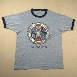 Vintage Las Vegas Casino Shirt Men L Ringer Gambling Stardust Caesars Palace 80s - Picture 1 of 11
