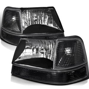 Black Fits 1998-2000 Ford Ranger Headlights Lamps Replacement Left+Right 99-00 - Picture 1 of 9