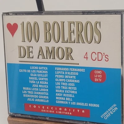 100 Boleros De Amor Latin Music 4x CD Set DANIEL SANTOS  LUCHO GATICA RARE LATIN - Image 1 of 2