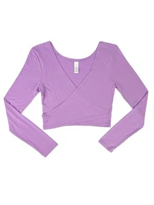 Aerie Offline Lavendel Lila Faux Wickel Langarm Crop Top Größe Small - Bild 1 von 6