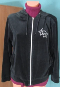 Nicki Jacke XXL 44/46 schwarz Strass Kapuze kuschelig Sterne - Bild 1 von 3