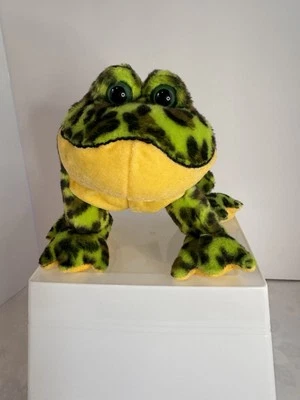 Ganz Webkinz Bullfrog 9" Green Black Spots Yellow Underbelly Green Eyes No Code - Image 1 of 4