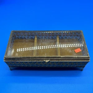 Vintage Messing Schmuckkästchen Glas 70er Jahre - Bild 1 von 6