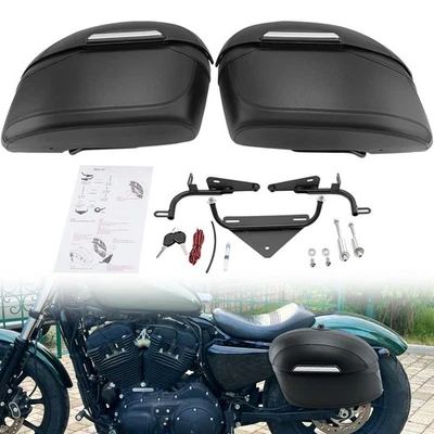 Hard Saddlebags & Heavy Duty Mounting Kit For Harley Sportster Iron 883 04-25 Foto 1 de 4